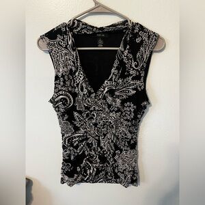 Style and Co Women’s Size Large Black and White Paisley Women's Top